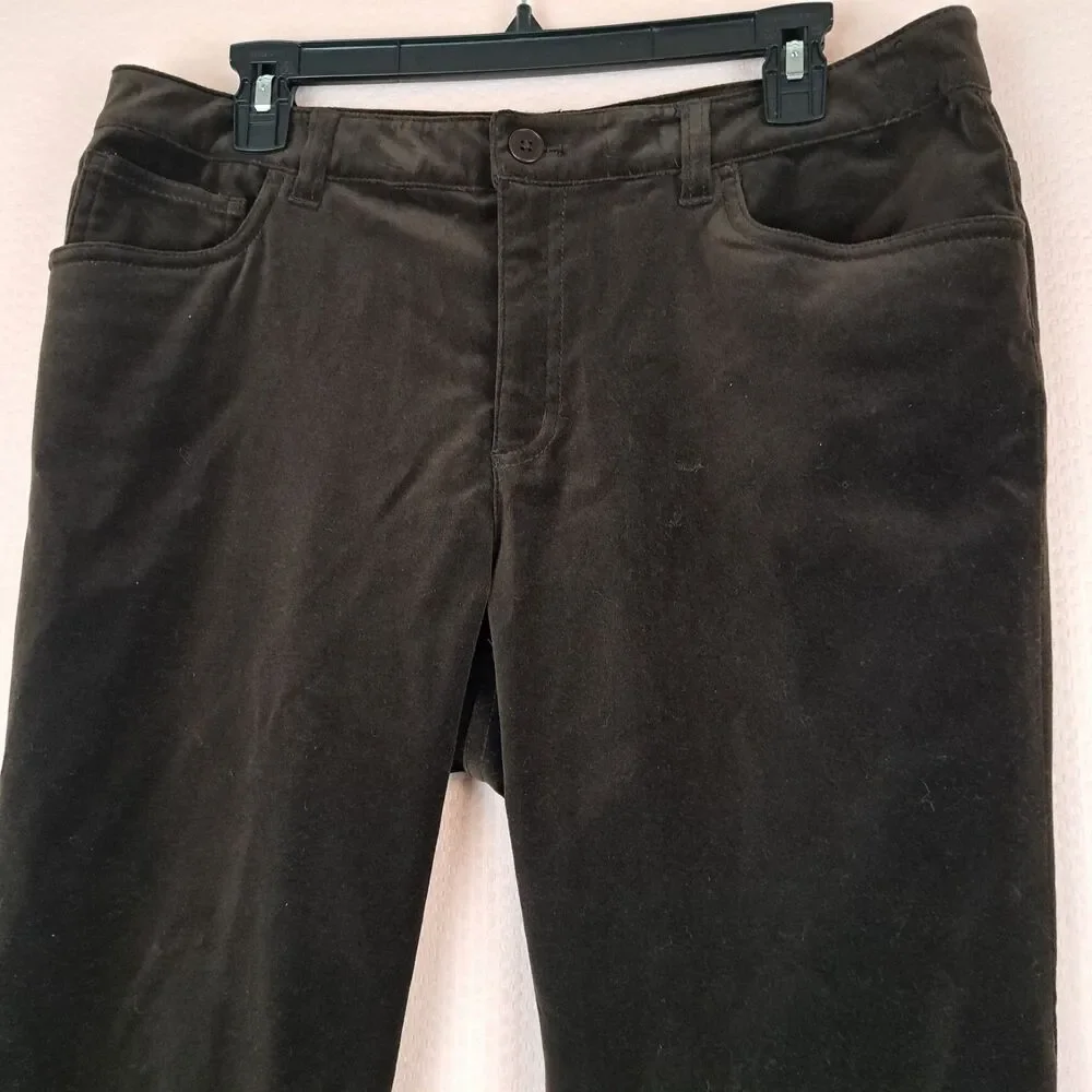 Lauren Ralph Lauren Soft Plush Velvet Brown Women Pants Size 12 Zip Button